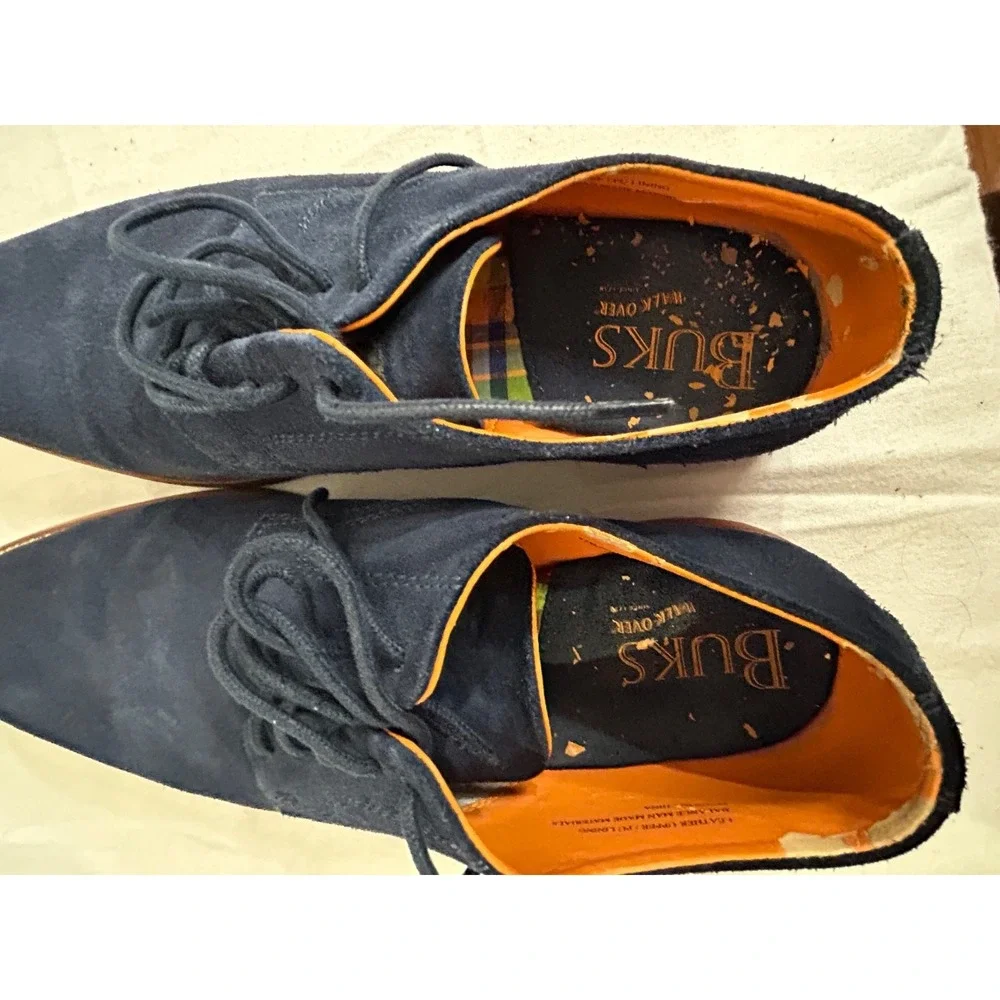 BUKS By Walk-Over Declan Derby Mens Size 9.5 Navy Blue Suede Lace‎ Up B00336